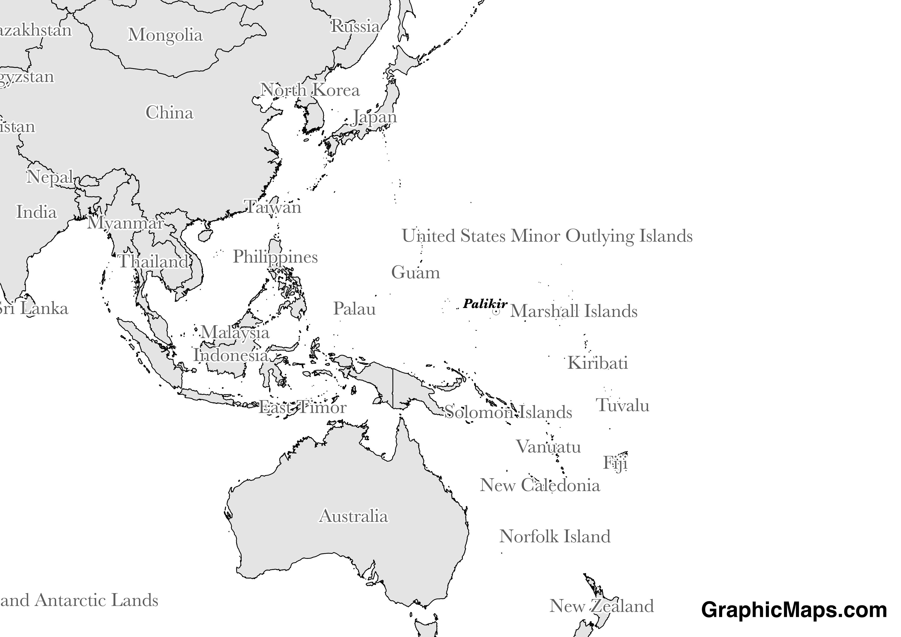 Map showing the location of Micronesia