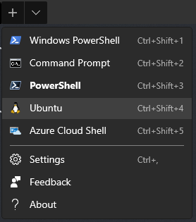 New Ubuntu tab on Windows Terminal
