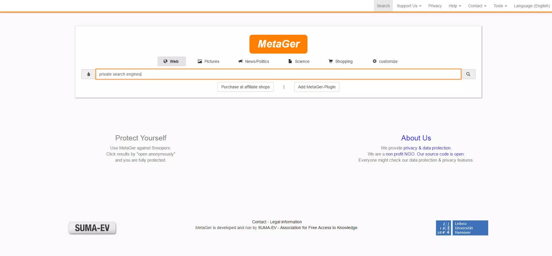 Screenshot for MetaGer - Search Engine