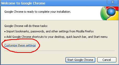 Installing Chrome dialog.