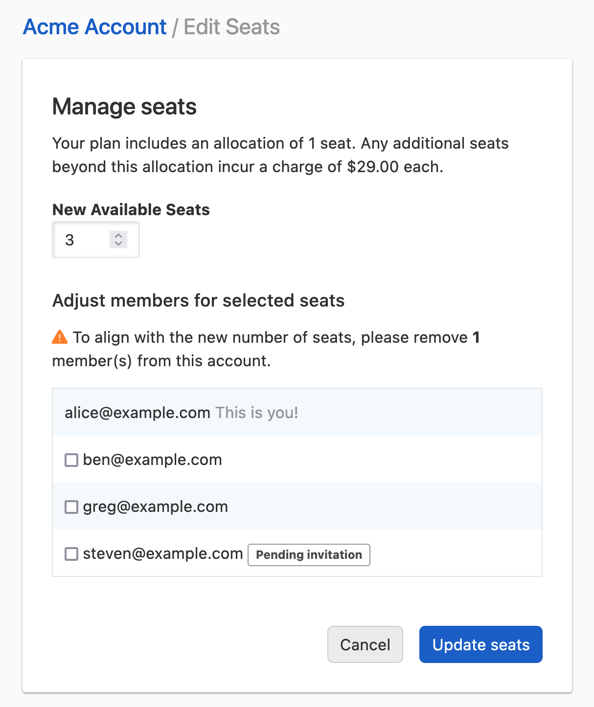 Managing seats DNSimple Help