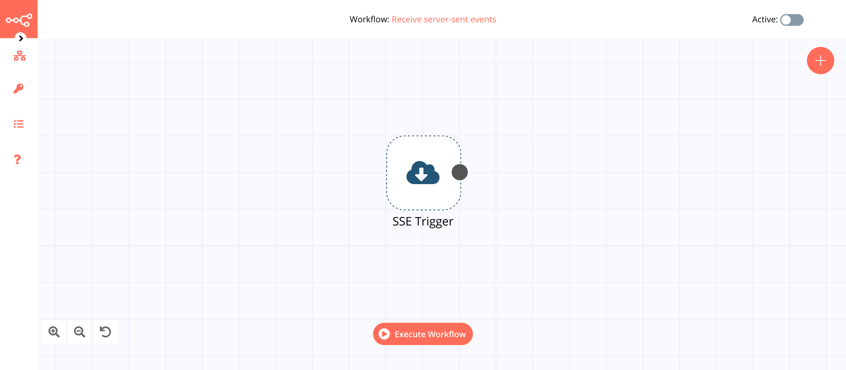 A workflow with the SSE Trigger node