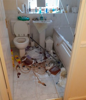 bathroom full of clinical waste