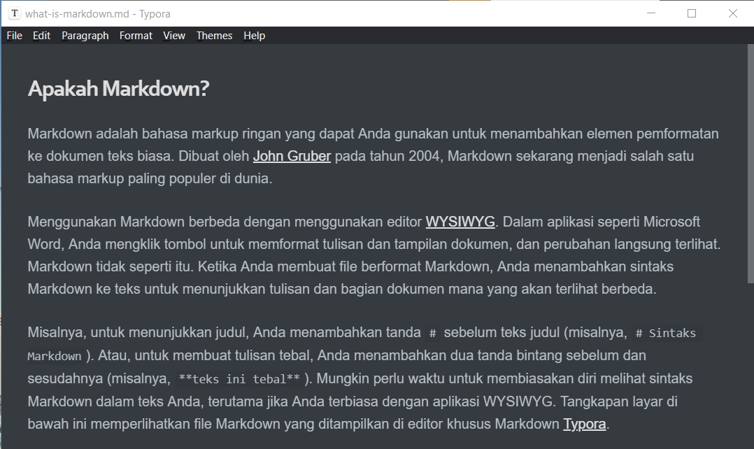 Berkas Markdown editor teks Typora