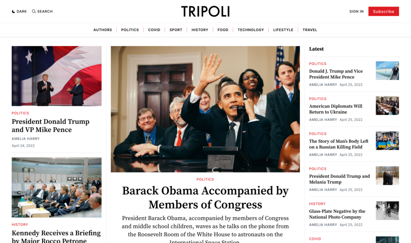 Tripoli Ghost Theme Custom Homepage Hero