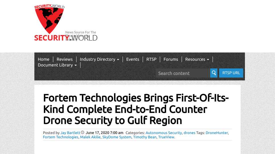 Fortem Technologies Brings First-Of-Its-Kind Complete End-to-End Counter Drone Security to Gulf Region