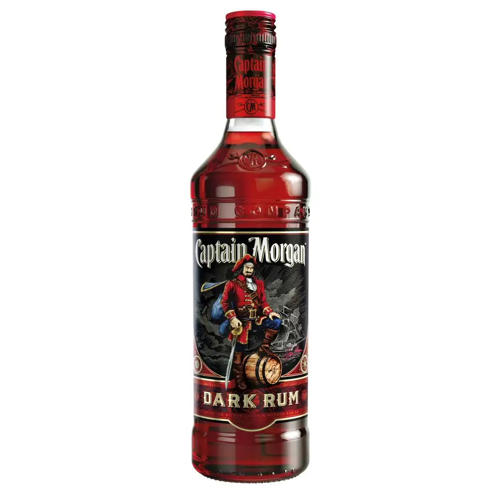 Image of the front of the bottle of the rum Captain Morgan Dark Rum