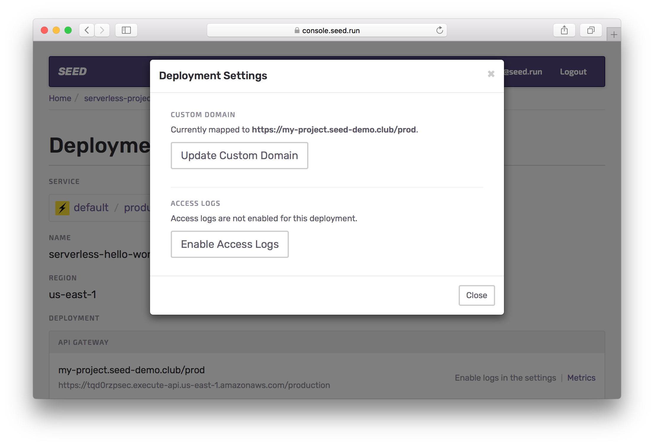 Enable Access Logs