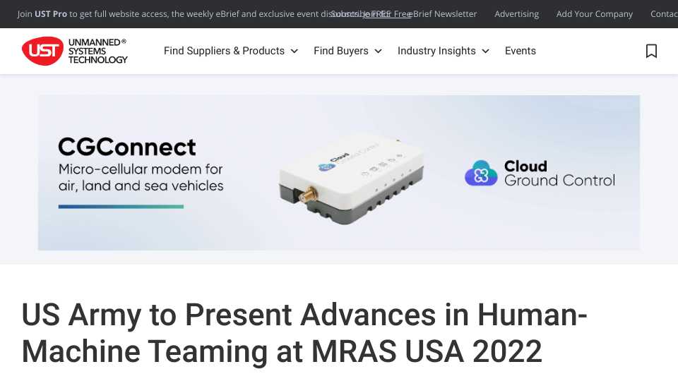 US Army to Present Advances in Human-Machine Teaming at MRAS USA 2022