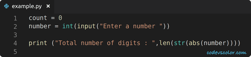 Count number of digits in a number in python codevscolor