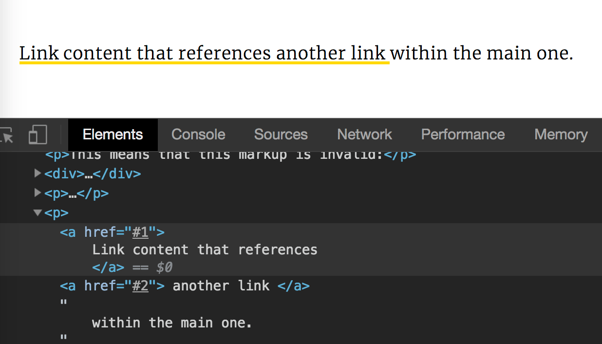 Nested Links Without Nesting Links