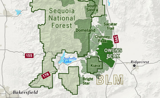 area map of Owen's Peak Wilderness