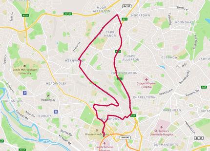 Meanwood & Chapeltown Stonegate 12km Run run route map card image