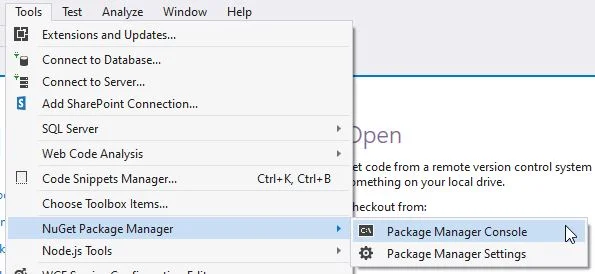 Open NuGet Package Manager