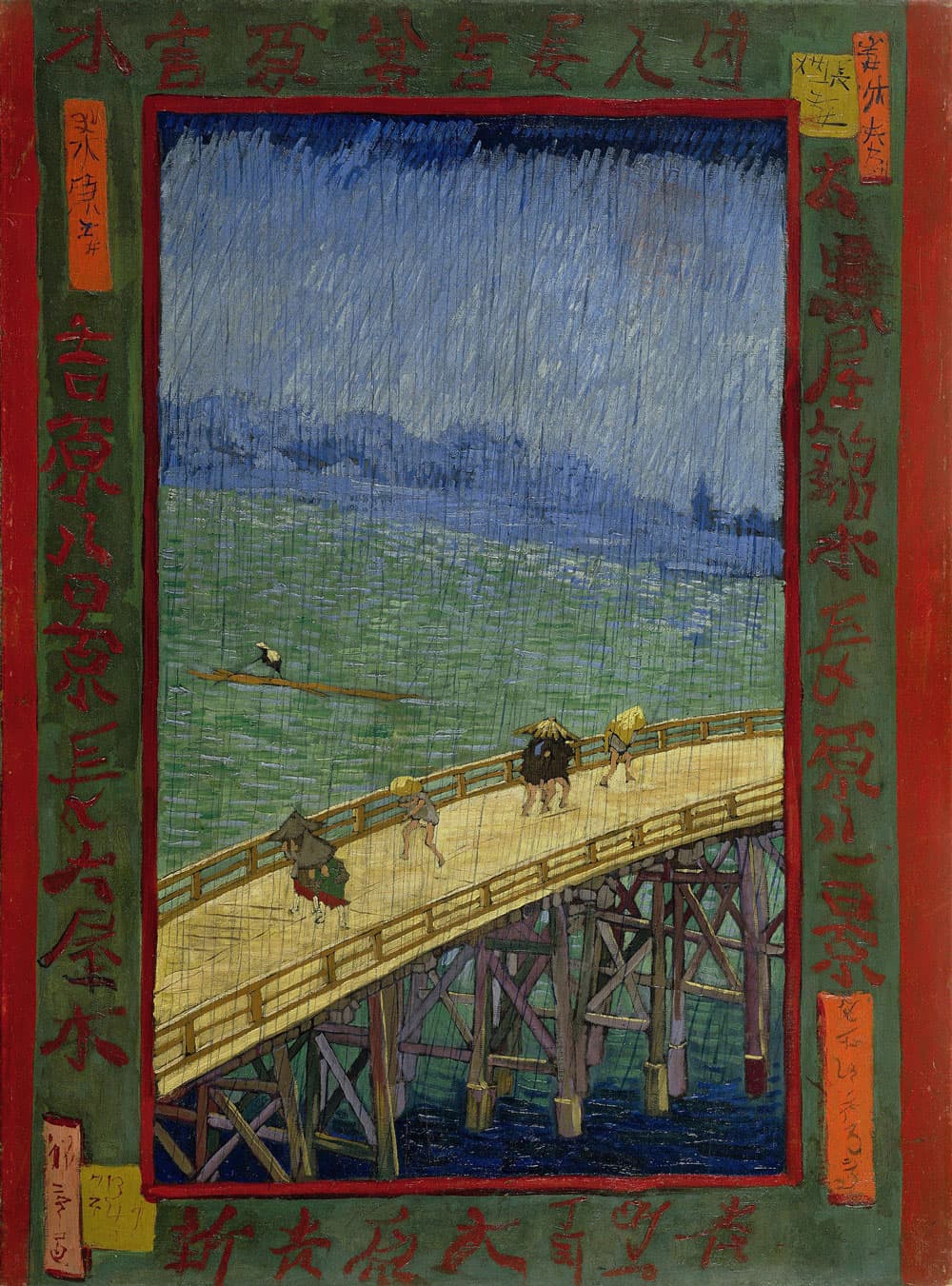 The Bridge in the Rain (after Hiroshige) (1887) by Vincent Van Gogh