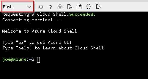 Launch bash cloud shell