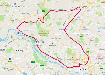 Leeds Half Marathon run route map card image