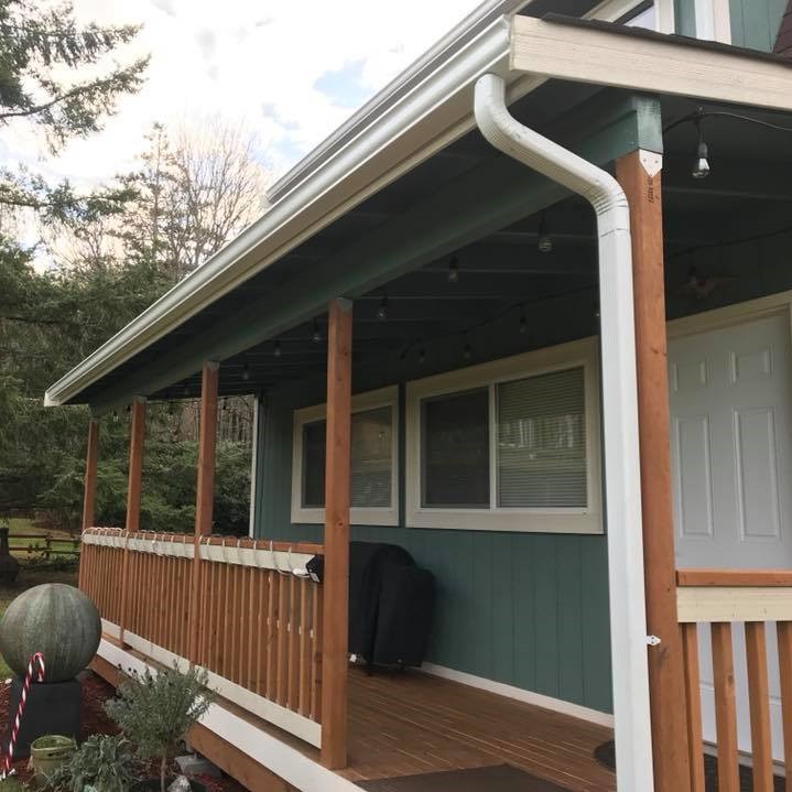 new gutter installtion on green home