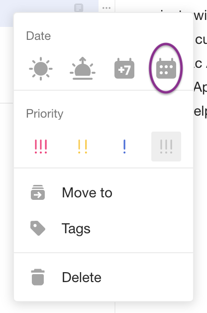 Tick Tick App - Task Menu