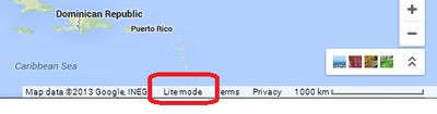 Dettaglio sulla schermata di Google Maps che indica la modalità Lite