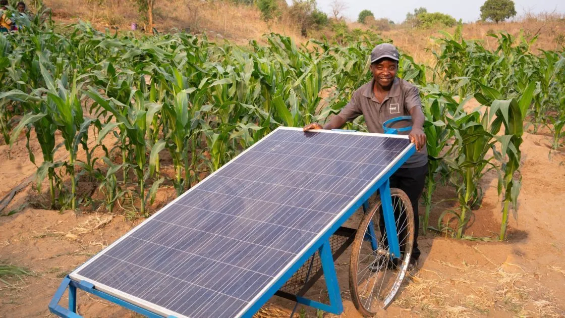 Aaron uses the solar powered irrigation pump and other climate smart agricultural practices help him and his village.