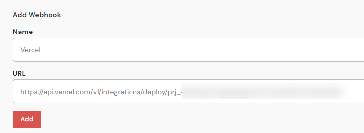 Paste a Vercel webhook