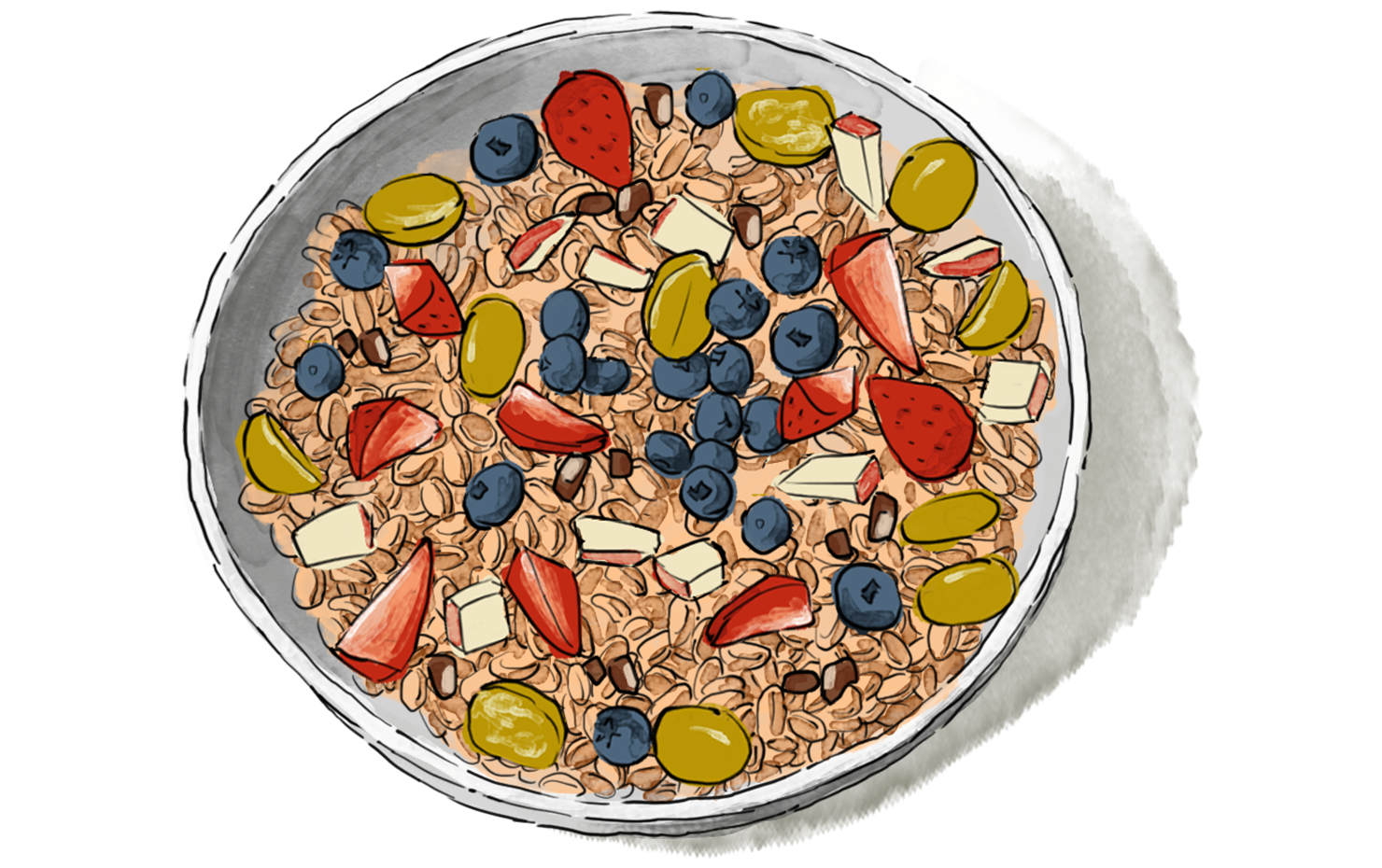 Illustration of a bowl of Muesli