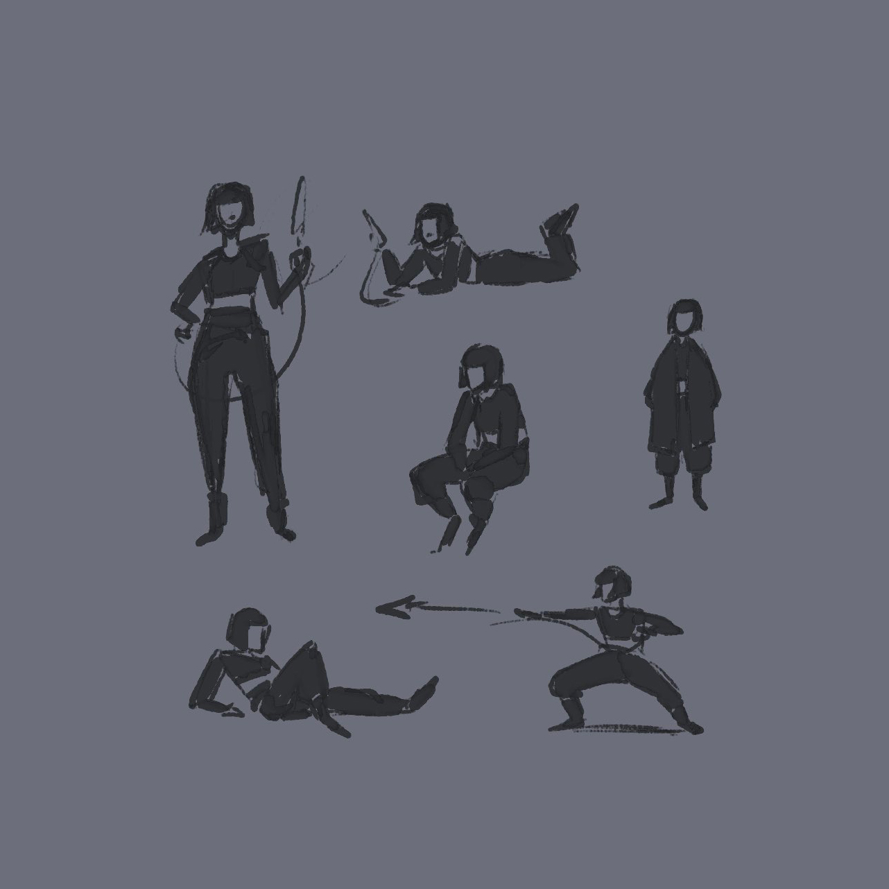 A bunch of small figures of Xialing, in various poses