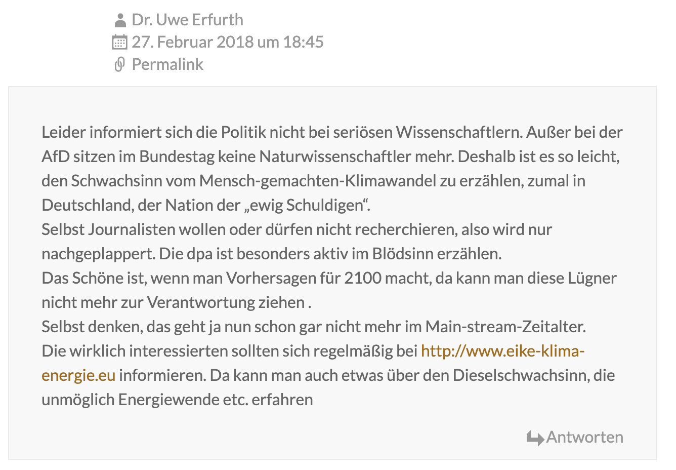 Uwe Erfurth kommentiert