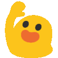 An animated gif of a yellow blob waving at you.