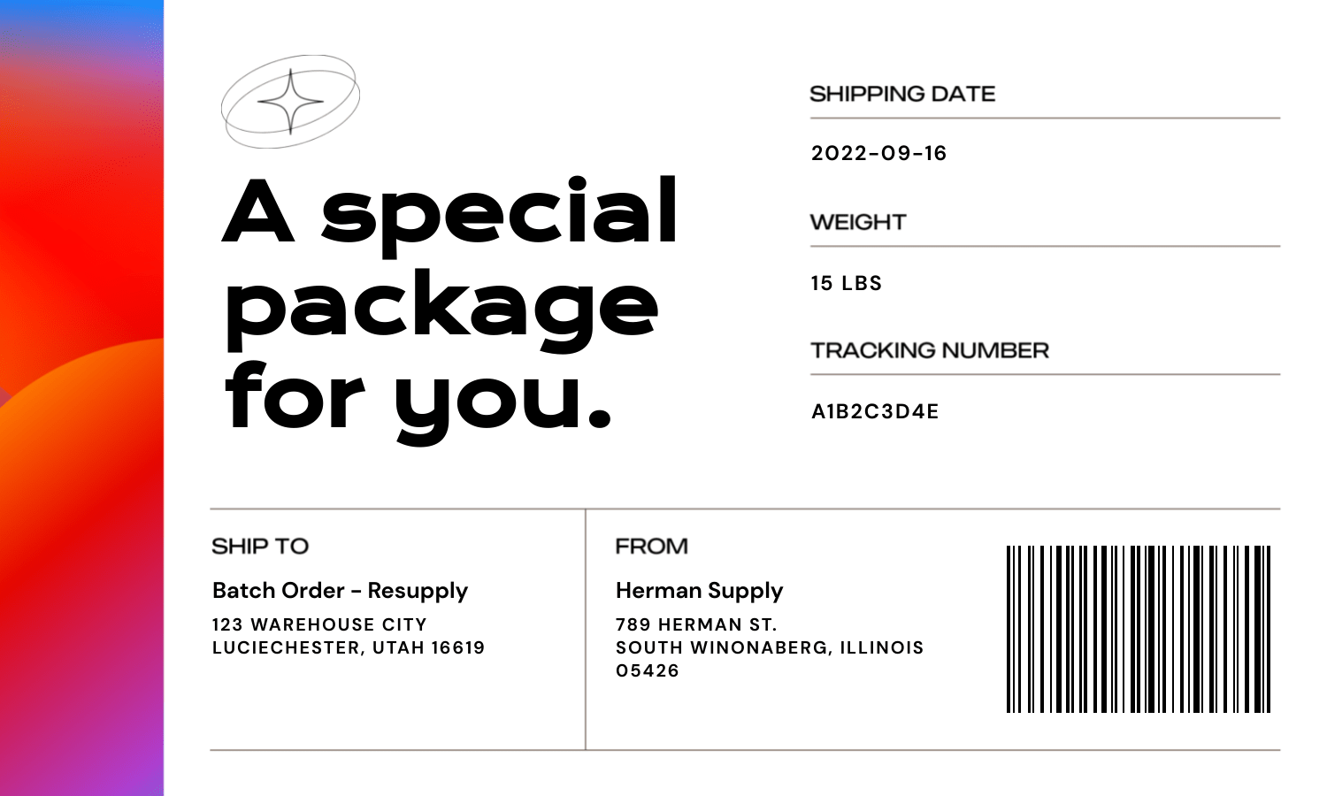 Generated shipping label sample