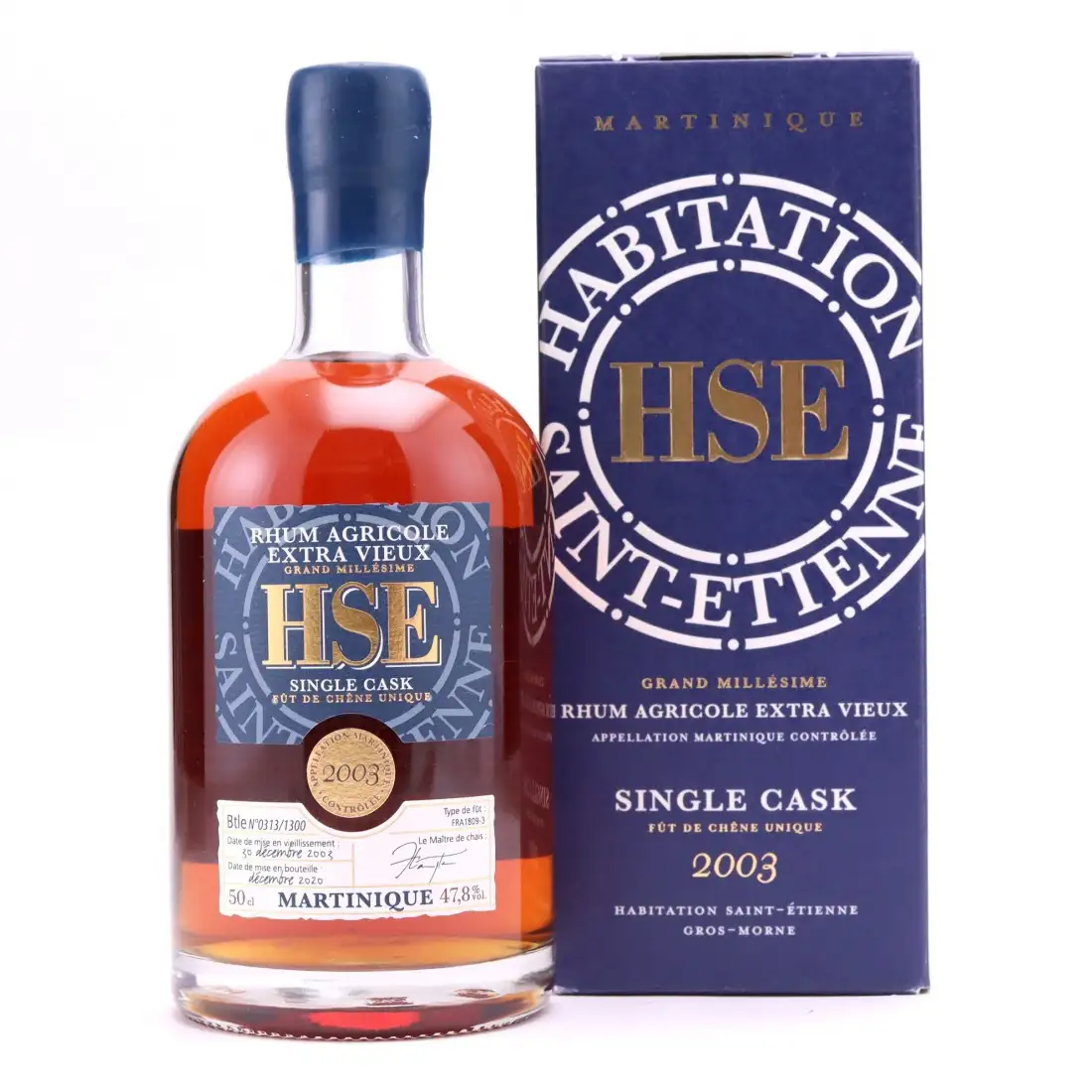 Image of the front of the bottle of the rum HSE Single Cask (MEB 2020)