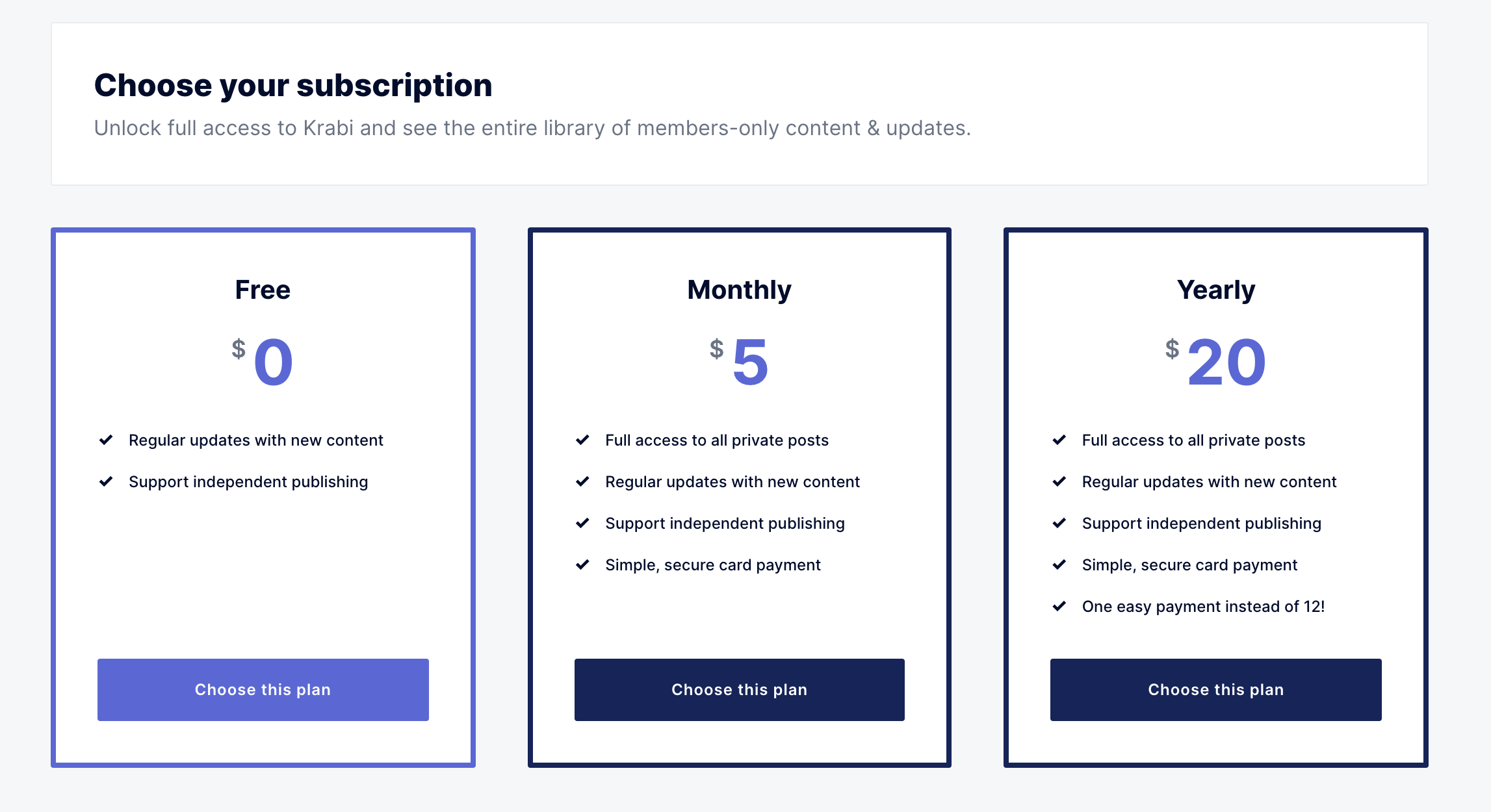 Subscription plans in Krabi