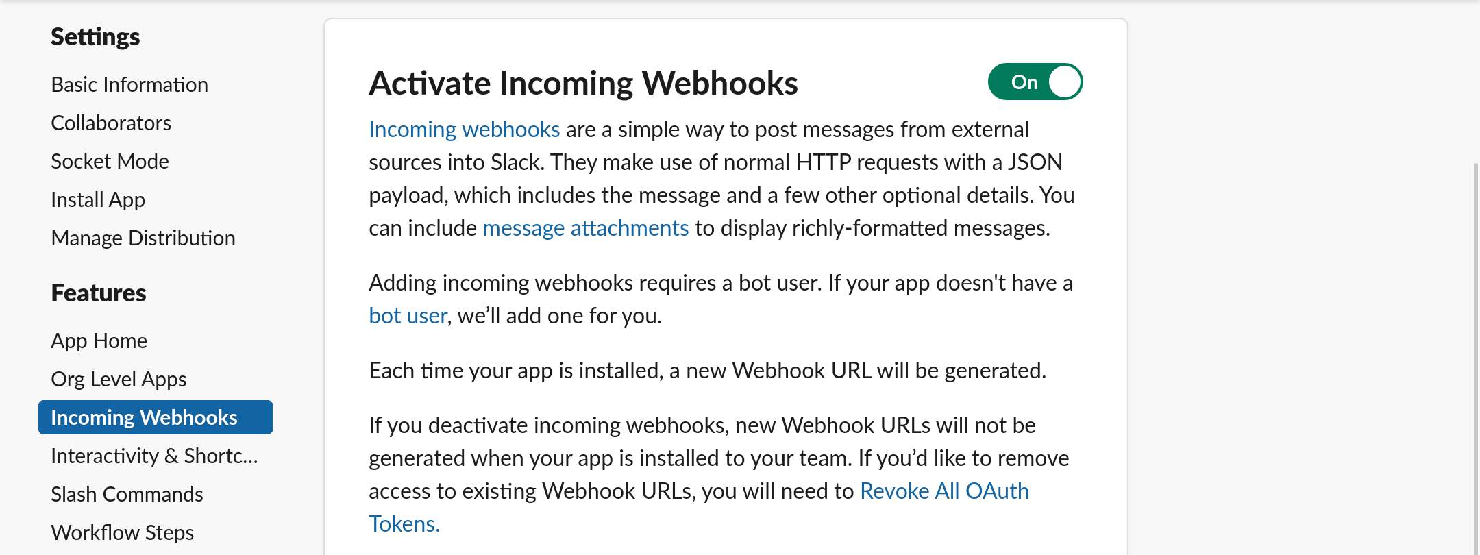 slack incoming webhook send to any channel