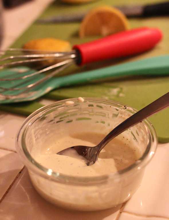 Making the aioli