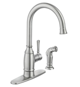 image MOEN Noell Single-Handle Standard Kitchen Faucet with Side Sprayer in Spot Resist Stainless