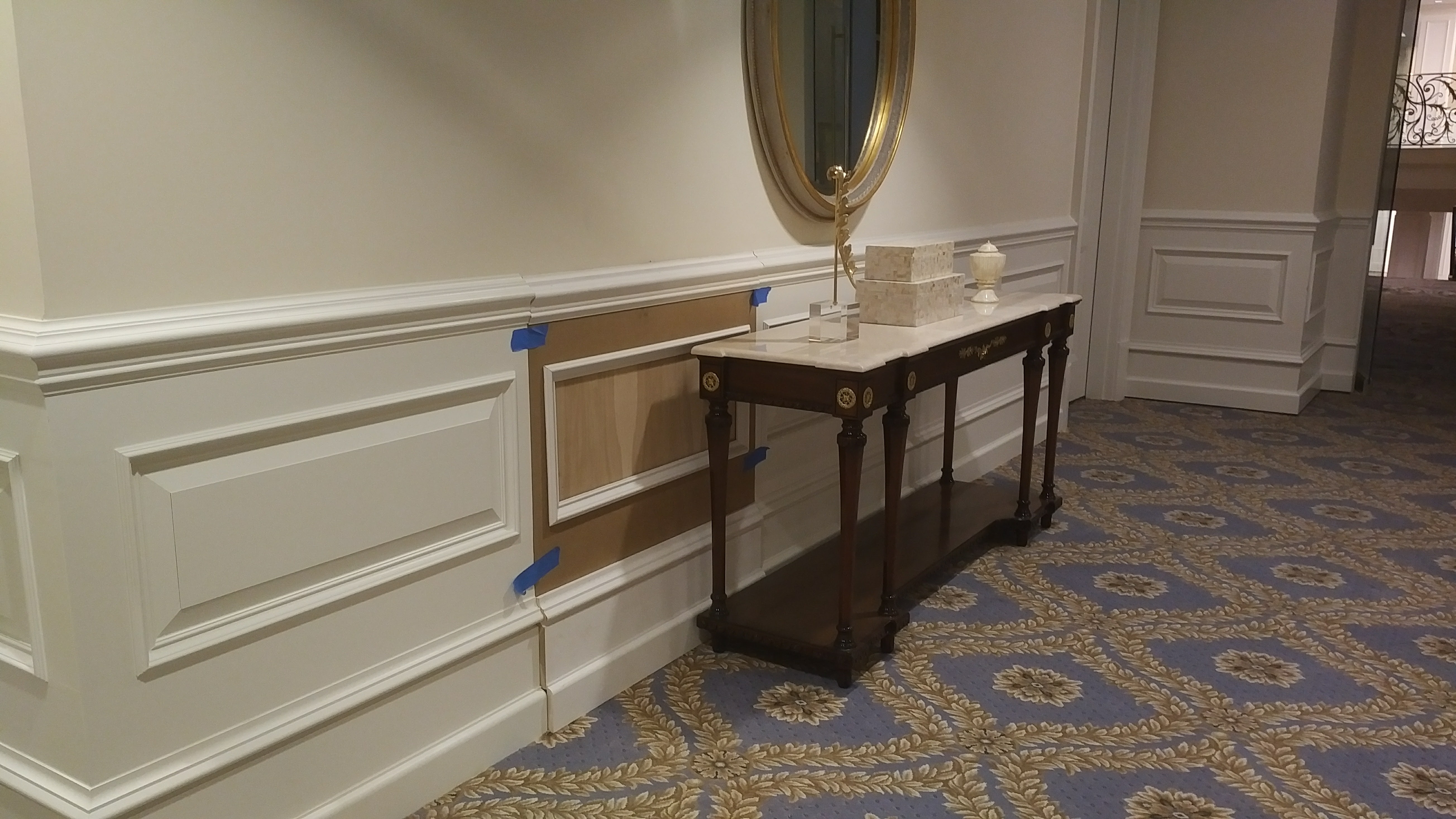 Incomplete wall outside Trump International Hotel ballrooms