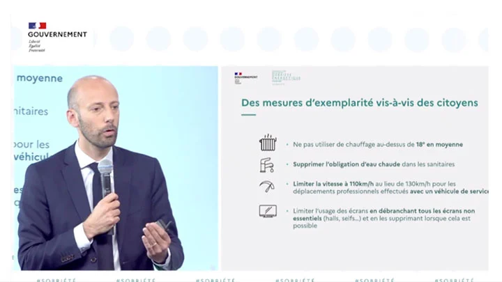 capture écran de la vidéo du ministre de la transformation et de la fonction publique, Stanislas Guerini, le 06 octobre 2022
