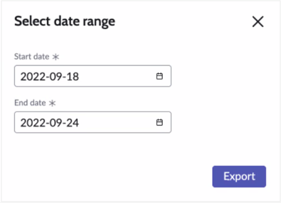 Date range for which you want data to be downloaded.