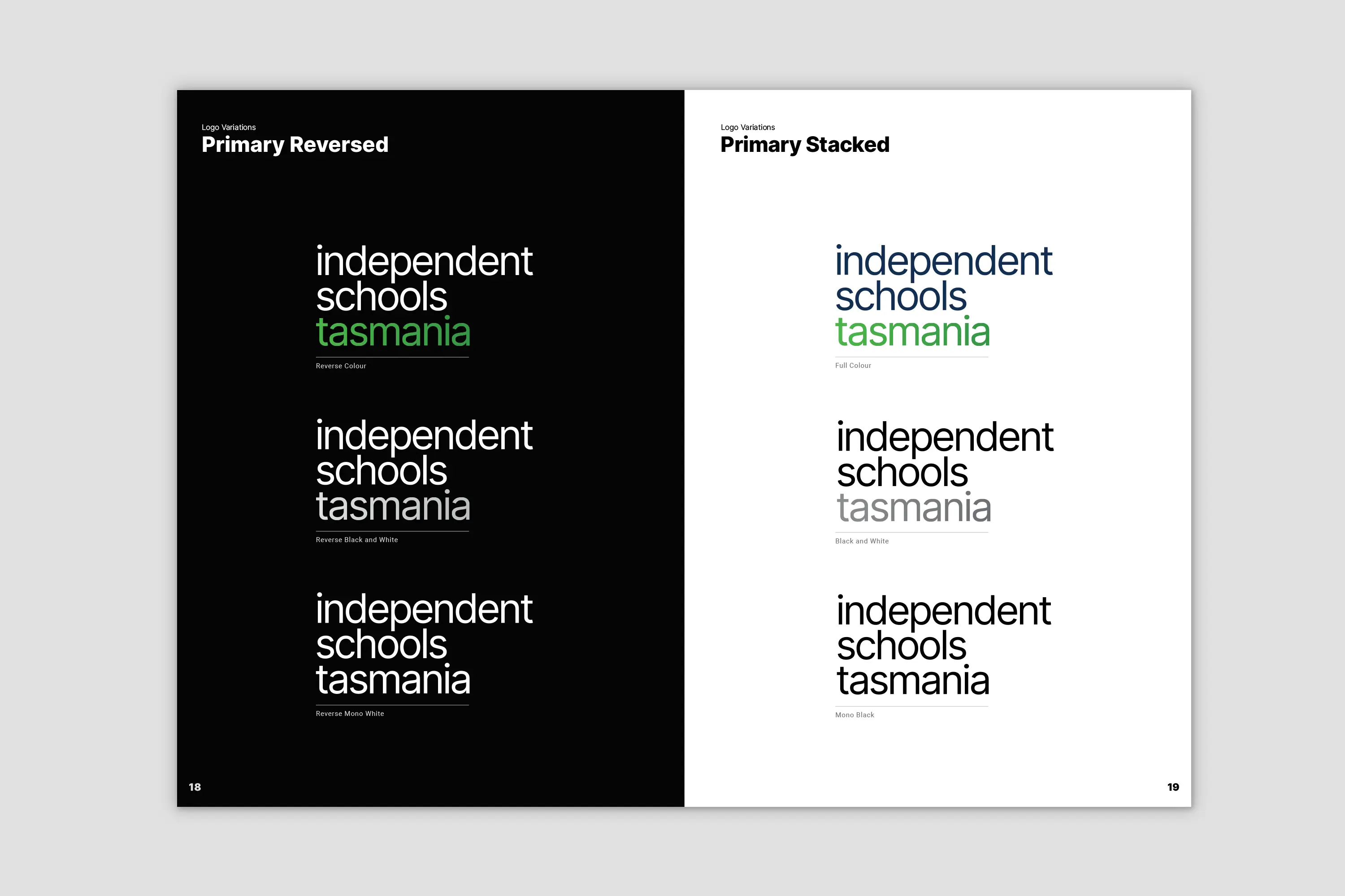 Independent Schools Tasmania brand guidelines - primary logo variations