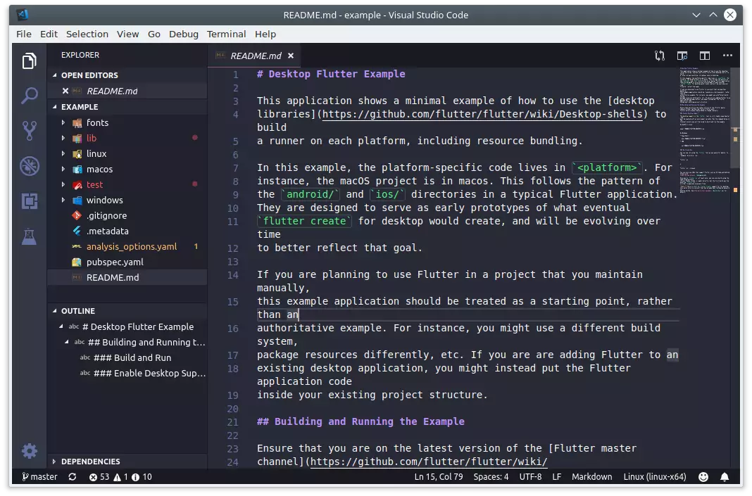 Proyek Example aplikasi dekstop dengan flutter