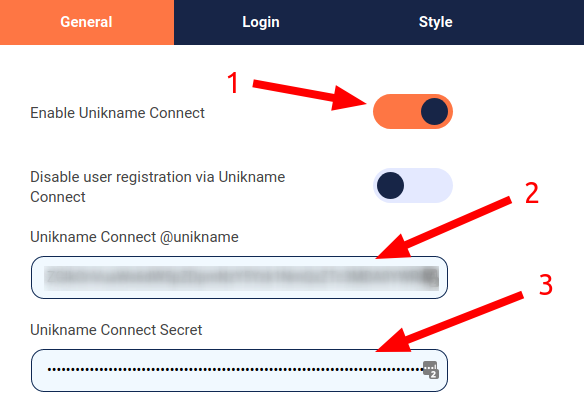 Unikname Connect for WordPress basic configuration