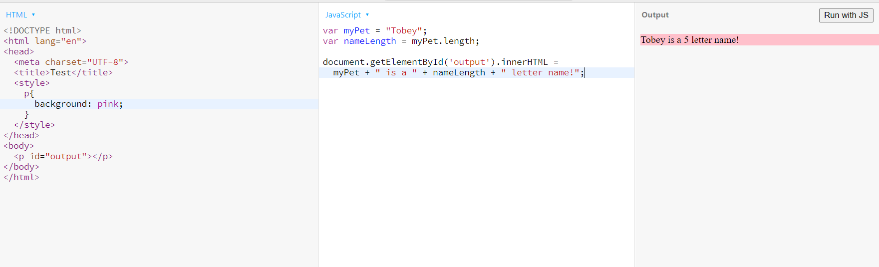 How To Use Javascript Variable In Html