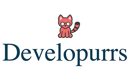Logo for developurrs with a cat. 