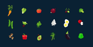 Array of illustrated vegetables