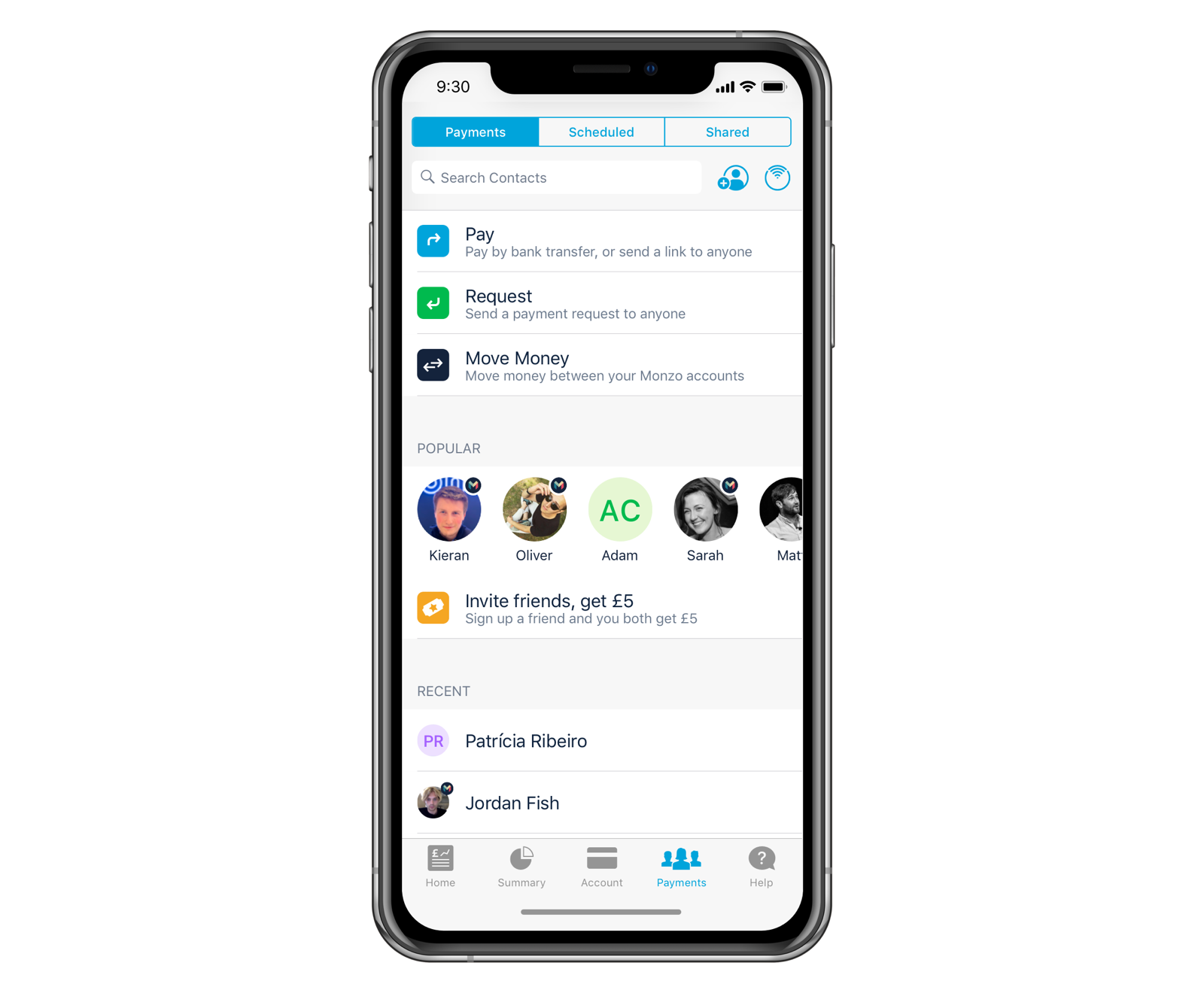 Redesigned payment tab.
