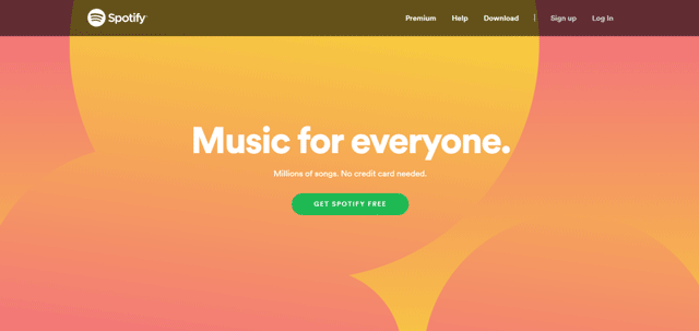Spotify homepage CTA