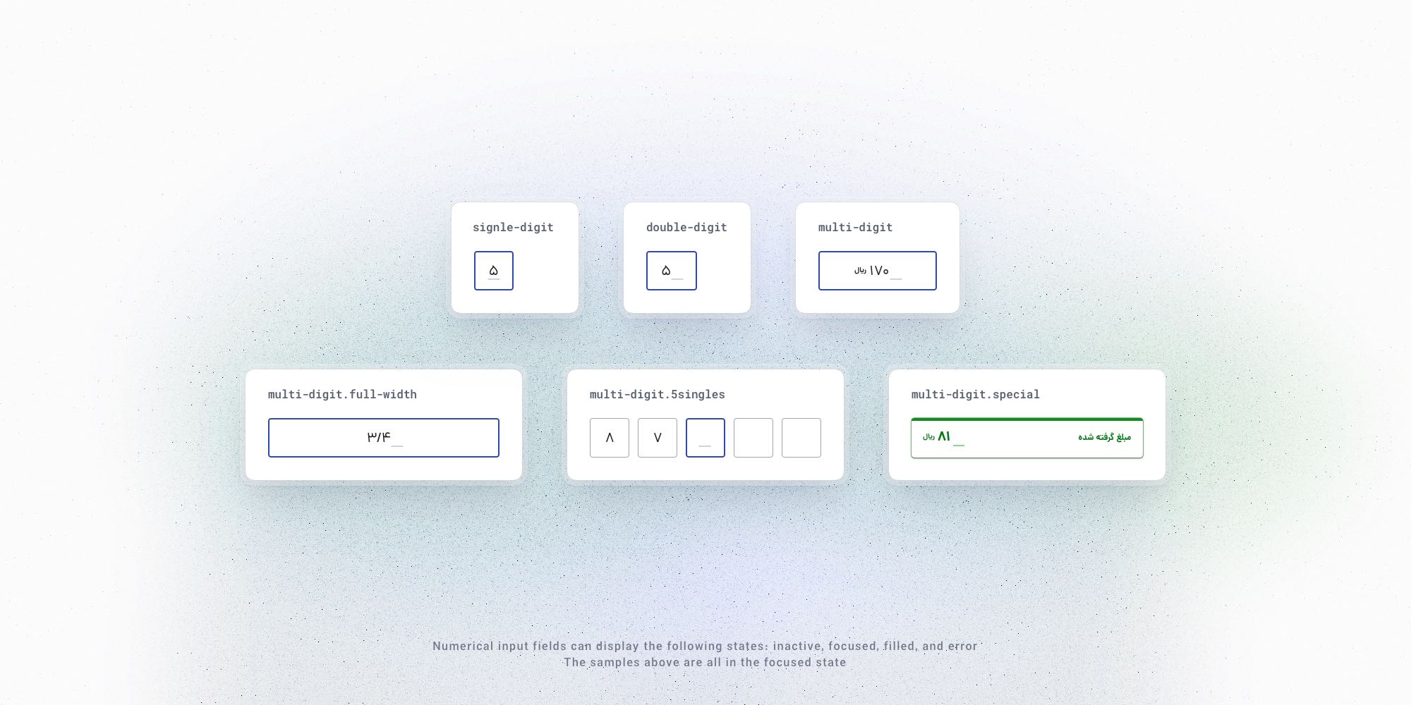 Six types of the numerical input field design