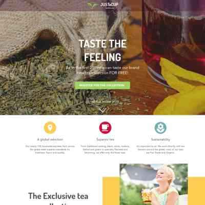 JustaCup - nemzetközi teaforgalmazó - reszponzív landingpage