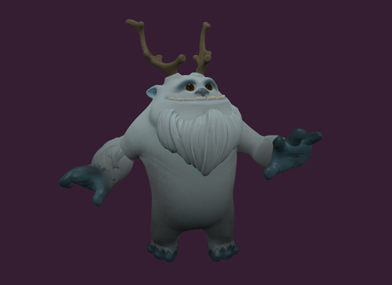 A stylized yeti character as a 3D model